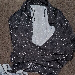 Zara Black and White Polka Dot, Long Sleeved Wrap Shirt.